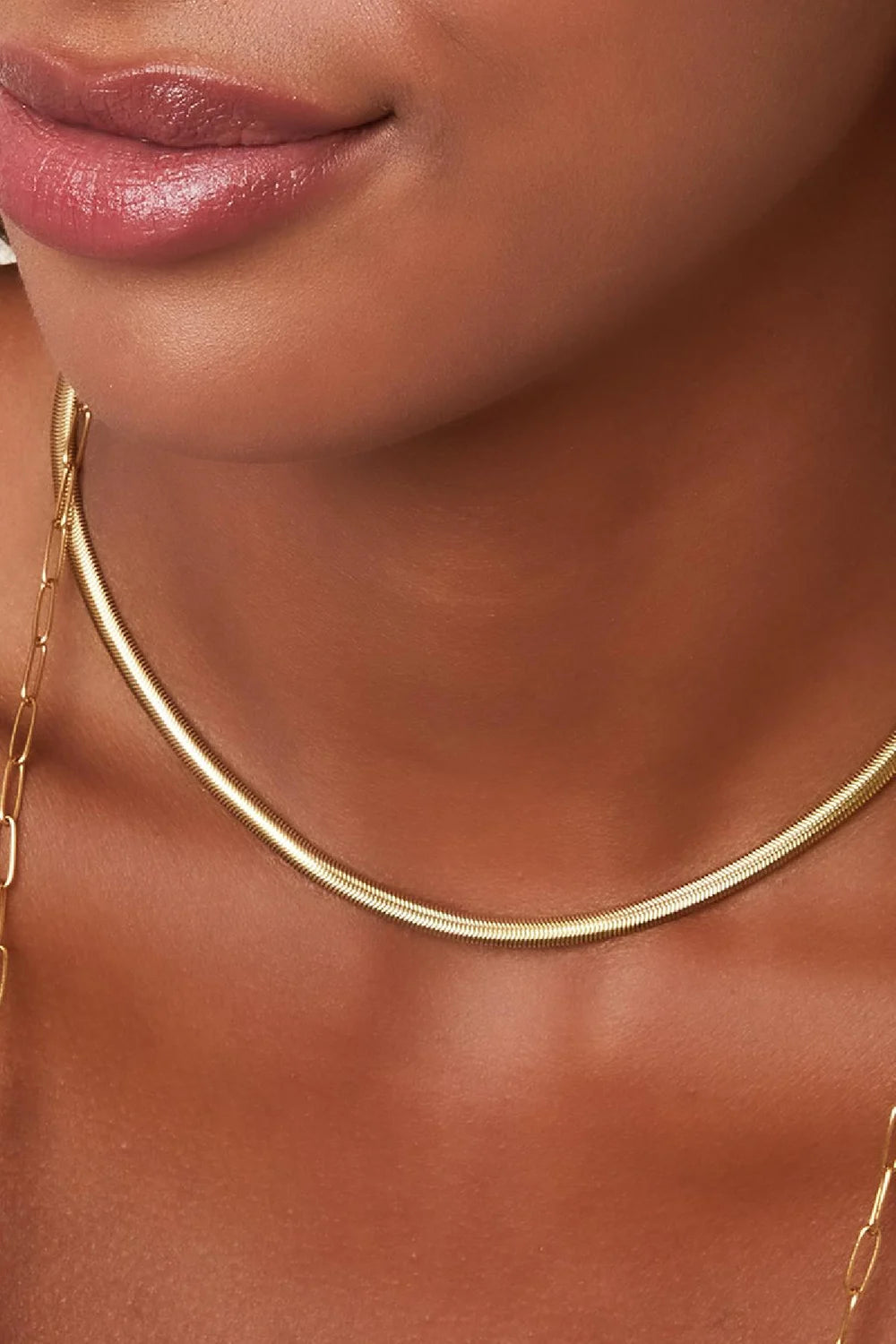 Platte Schakelketting Goud