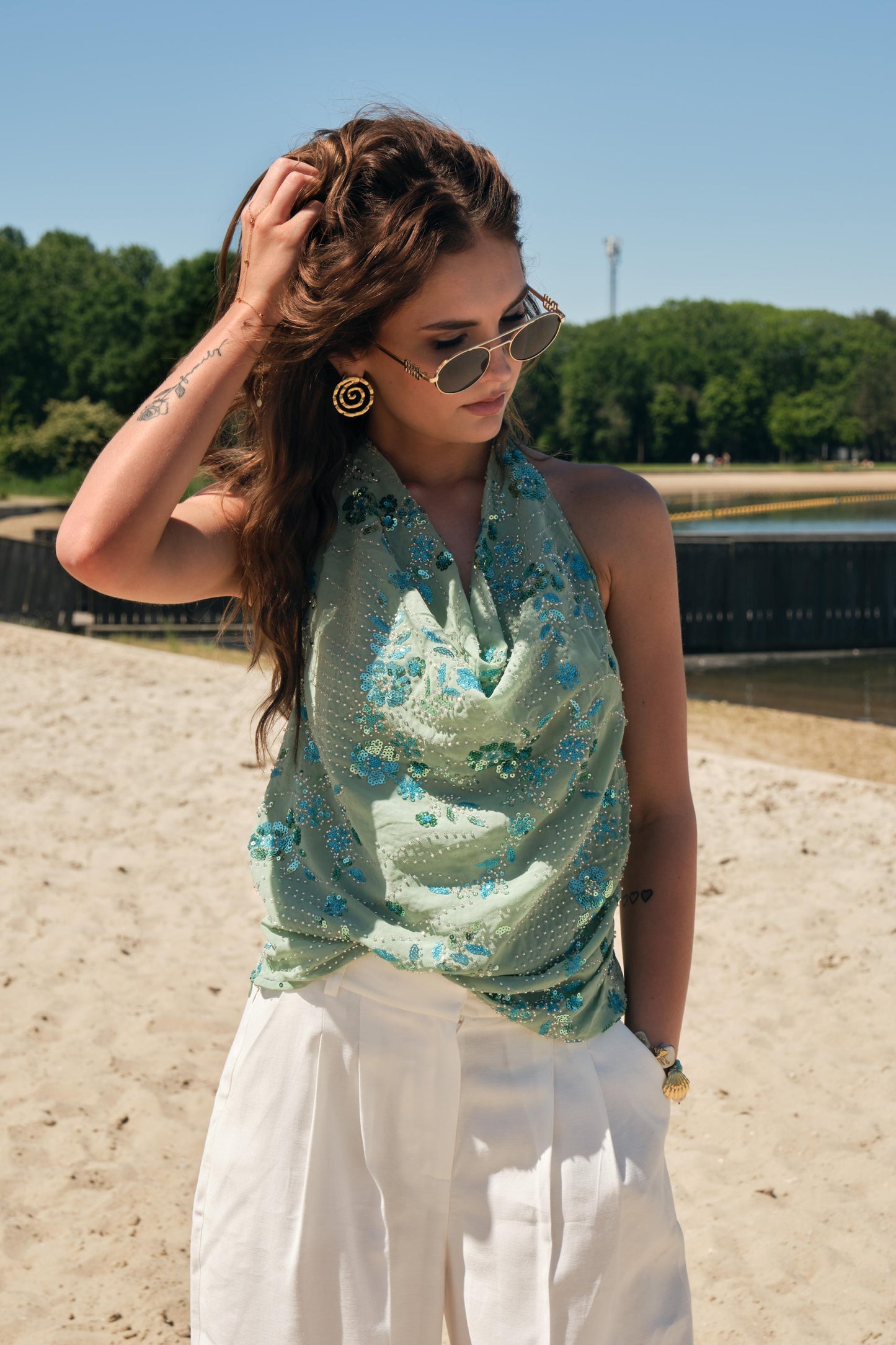 Waterfall shimmer top