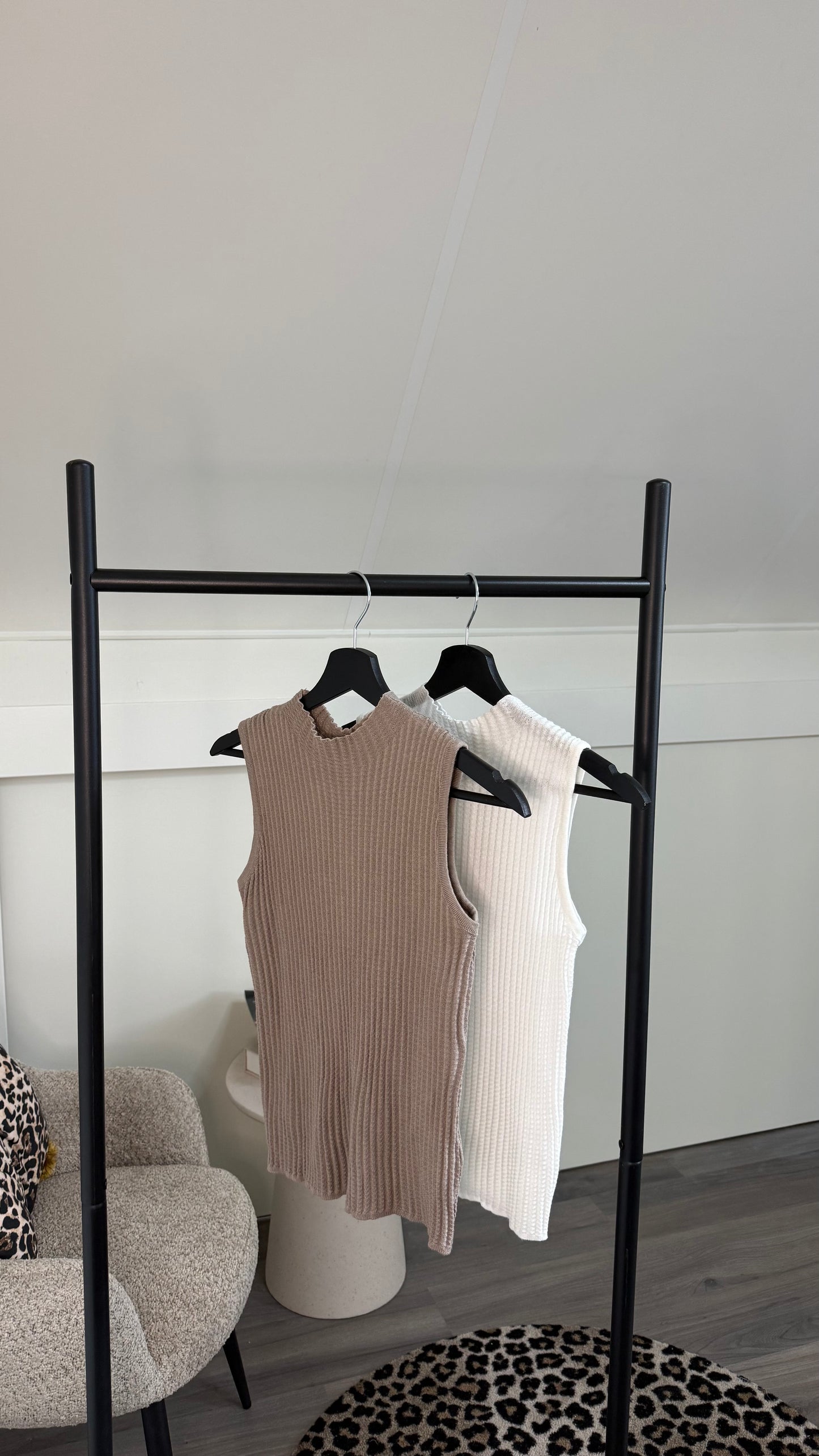 Gebreide Top Wit/Taupe