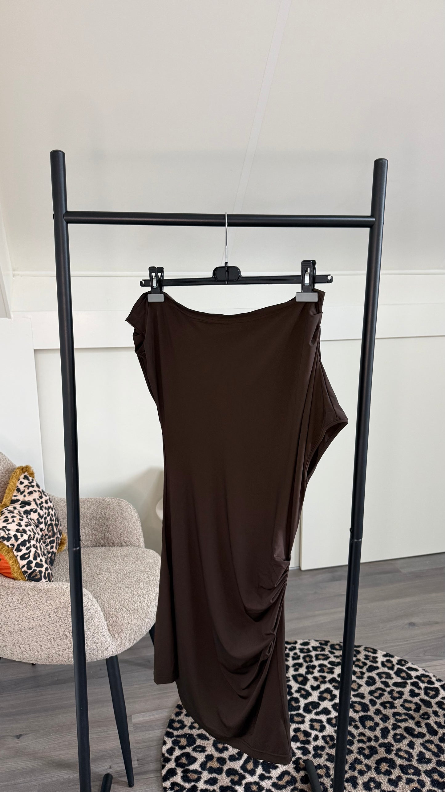 Draped dress brown/green