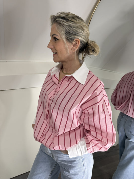 Roze Gestreepte Blouse