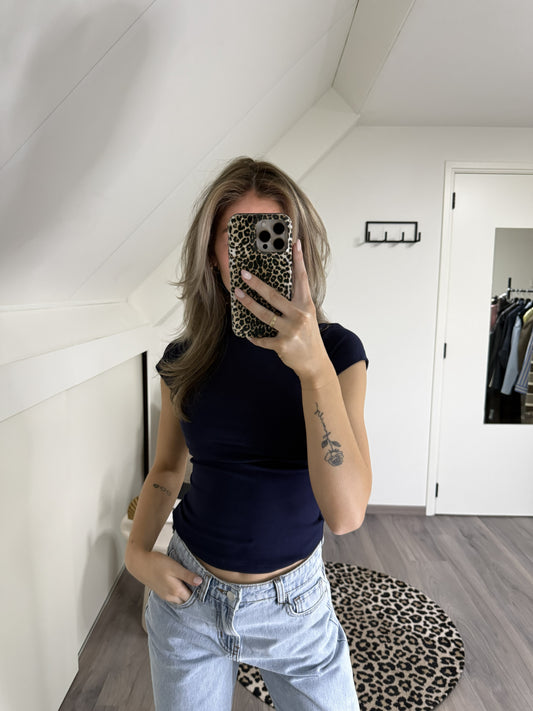 T-Shirt Blauw/Geel/Zwart