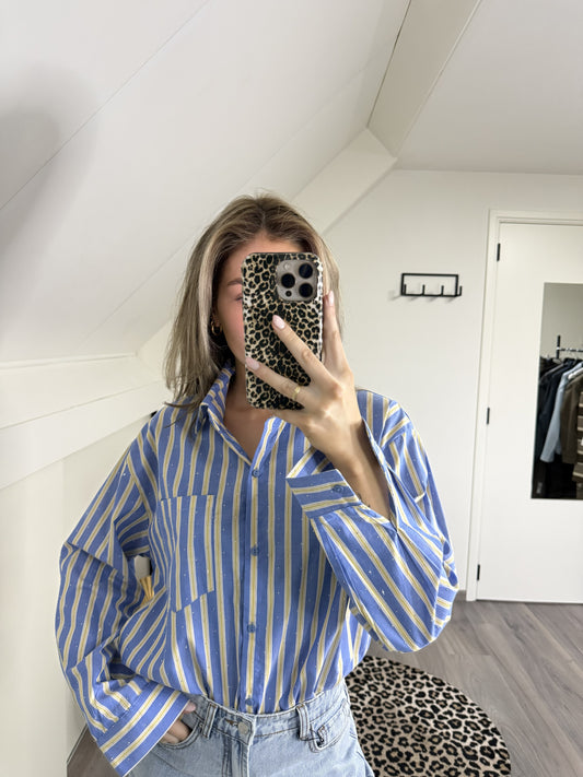 Blauw/Gele Diamantblouse