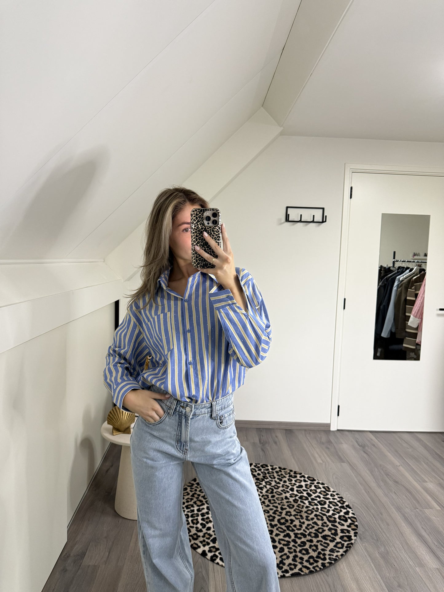 Blauw/Gele Diamantblouse