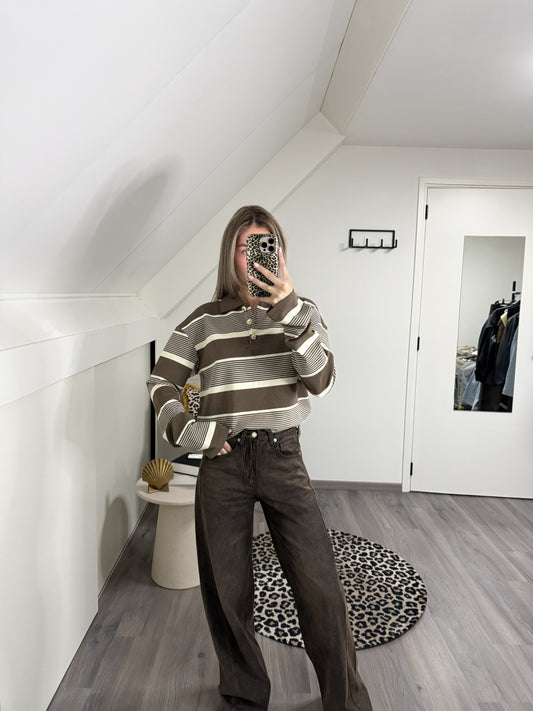 Bruine straight broek