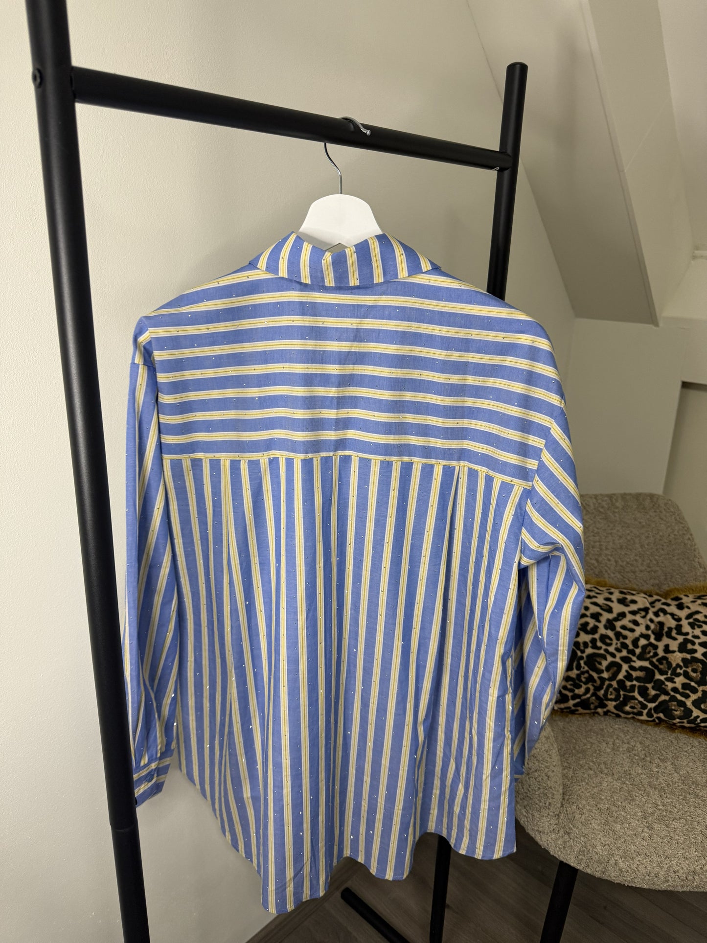Blauw/Gele Diamantblouse