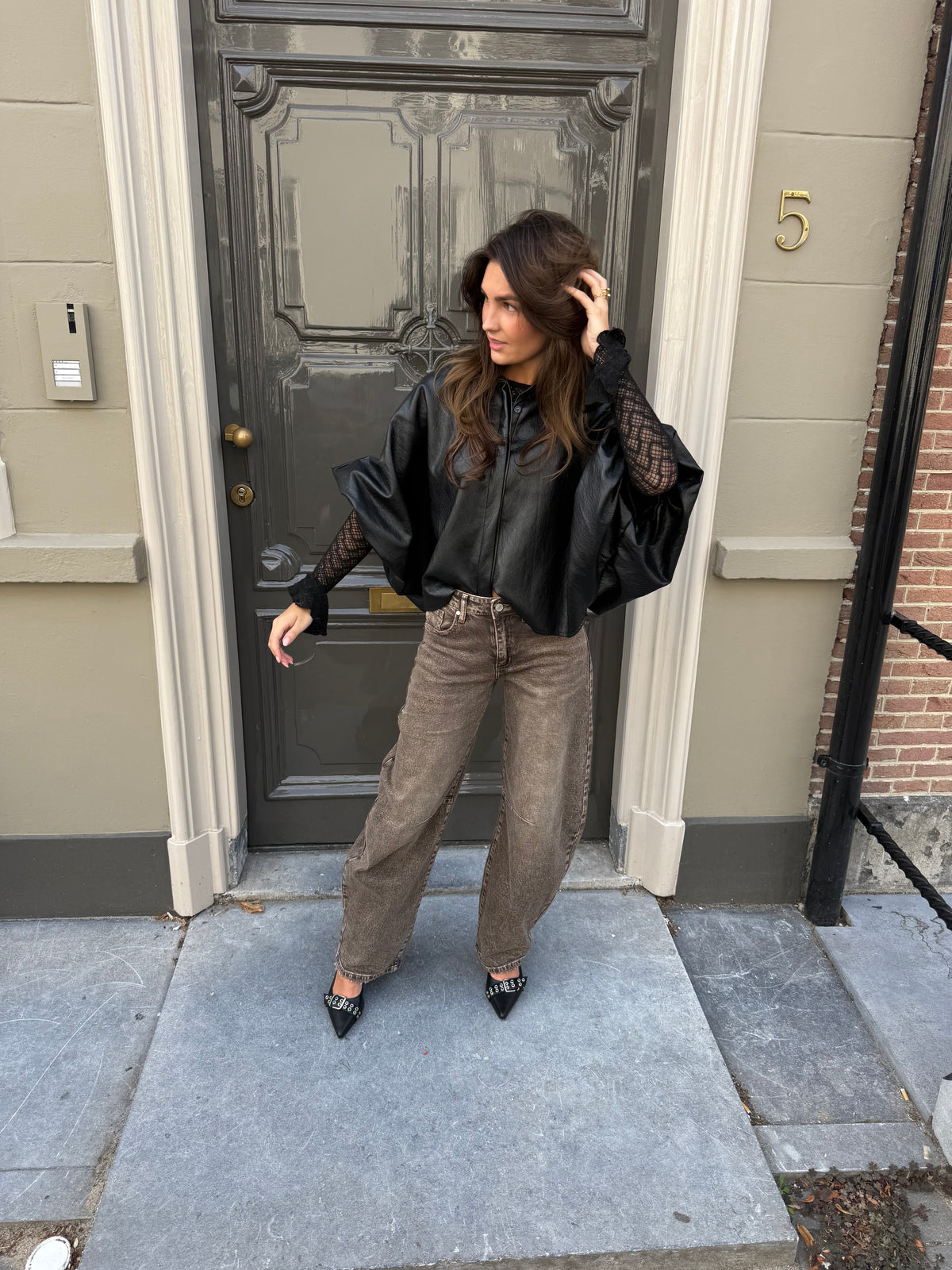 Muse blouse leer