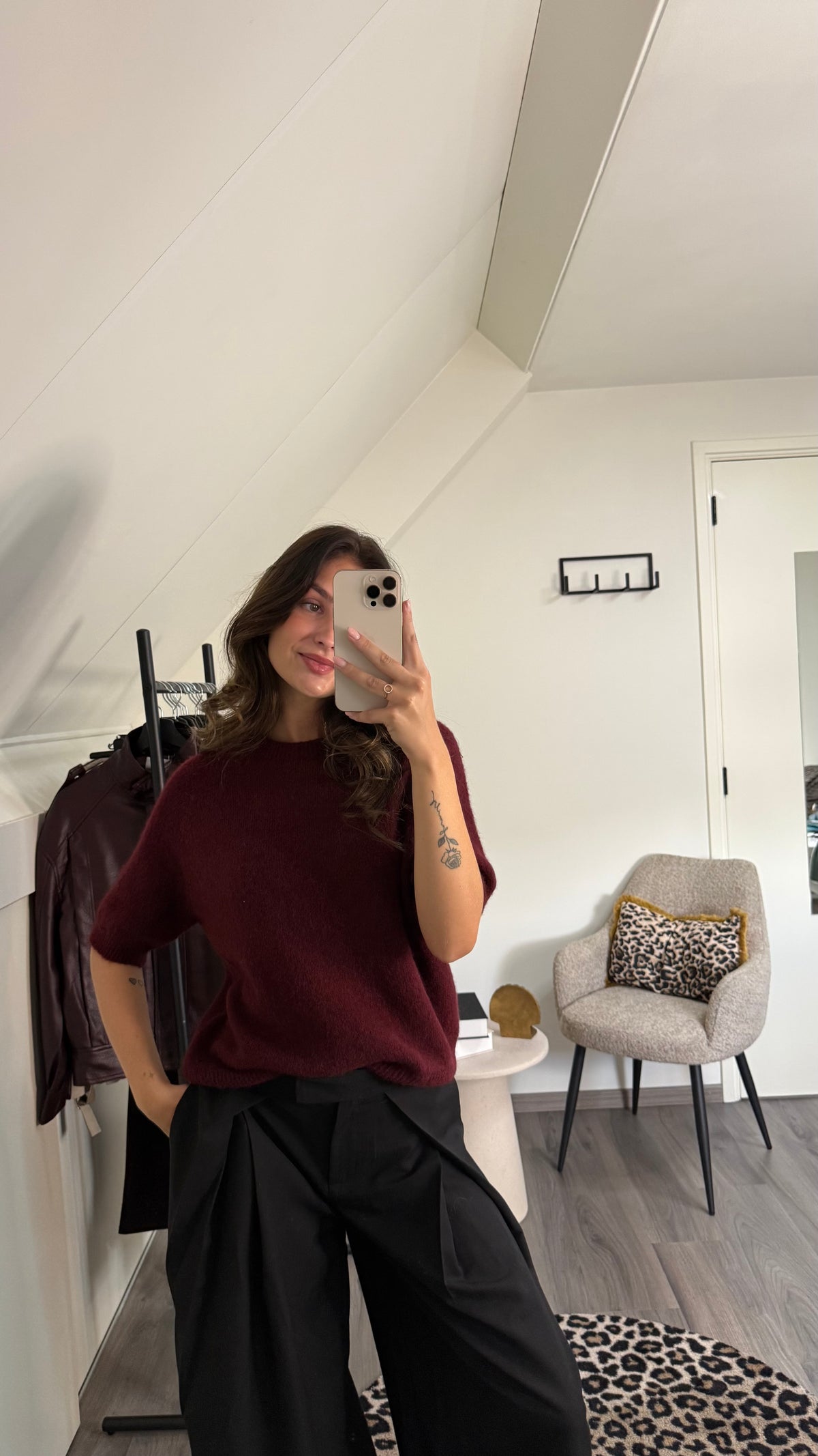 Gebreide knit mosgroen/bordeaux/lichtgroen