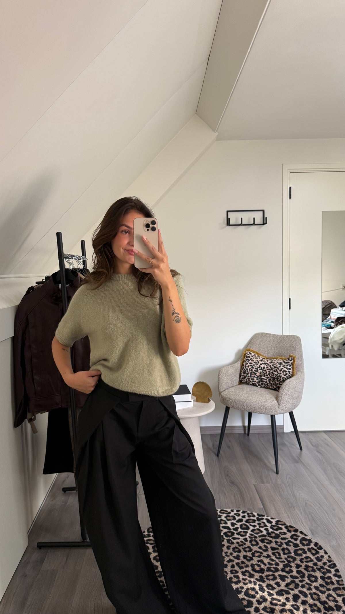 Gebreide knit mosgroen/bordeaux/lichtgroen