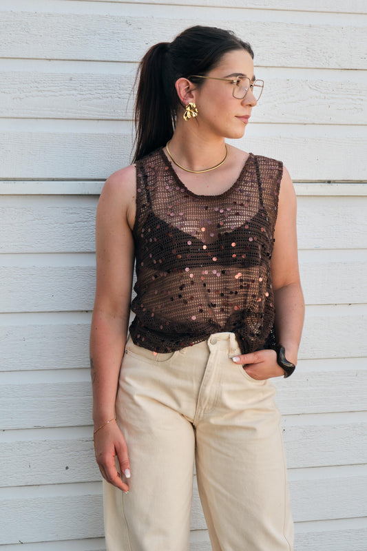 Gehaakte strandtop met glitter
