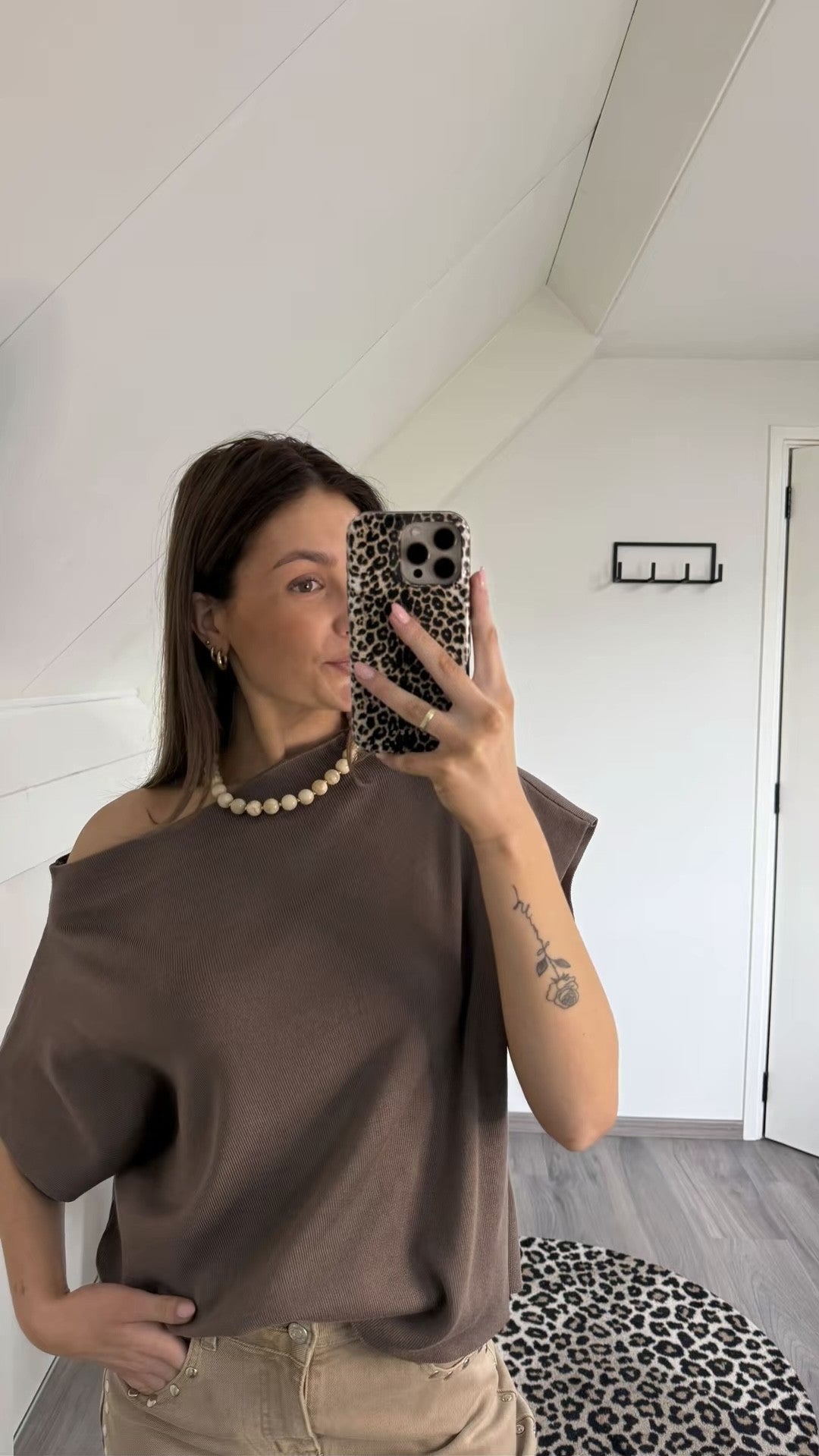 Brown/Off-White/Taupe Top