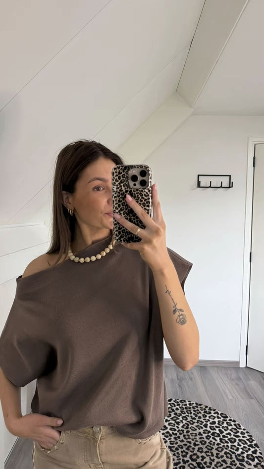 Brown/Off-White/Taupe Top